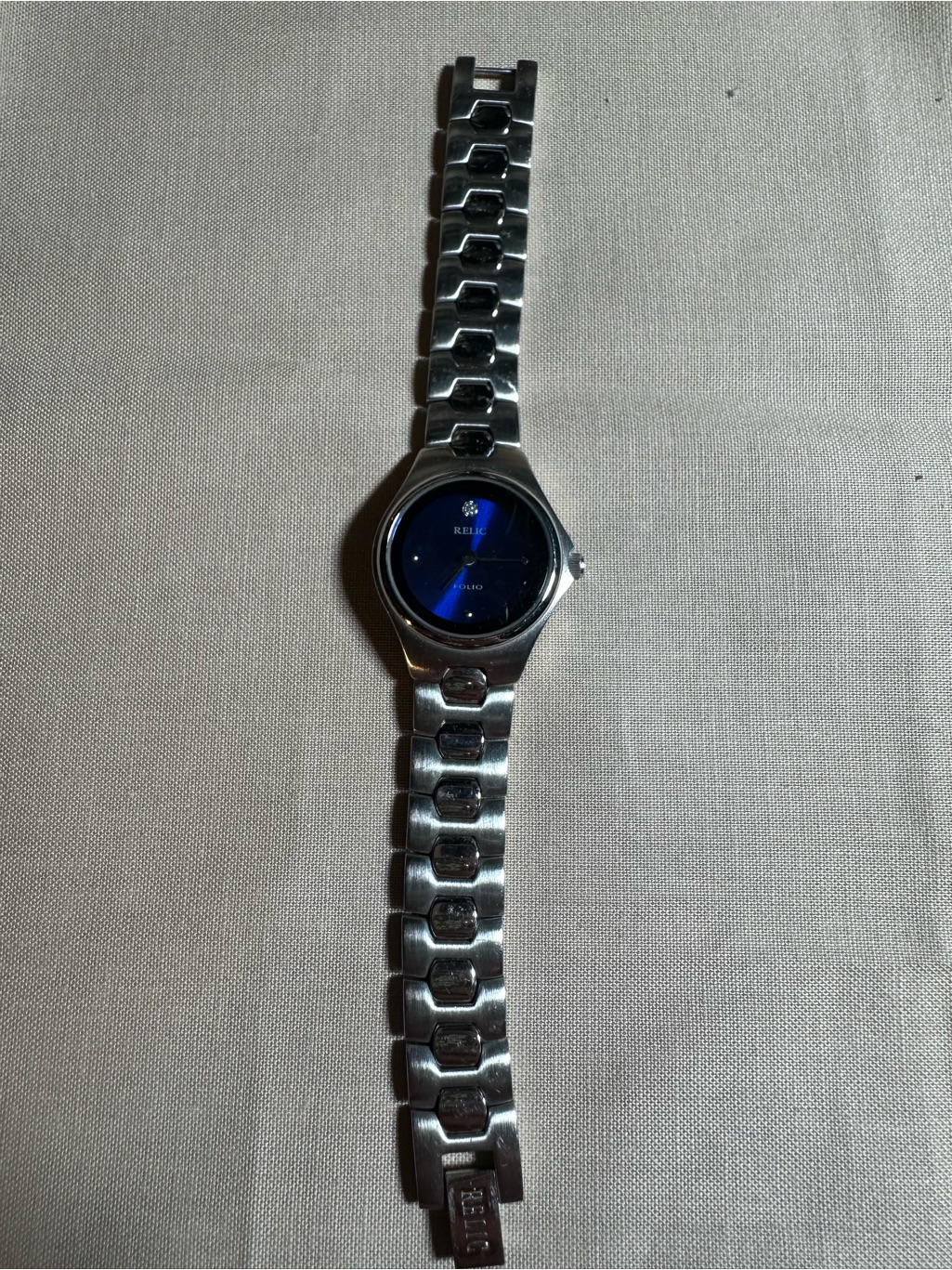 Relic Silver Bracelet Watch With Blue Dial